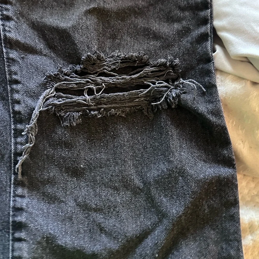 Black Low Rise Distressed Bootcut Jeans - Picture 5 of 8